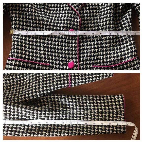 VTG 80s Ungaro Houndstooth Blazer & Pencil Skirt Suit SET S Wool Preppy Career - Picture 12 of 14